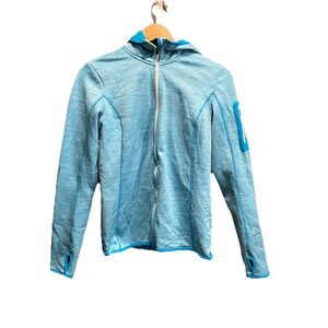 Ortovox Blue Women's Merino Wool Fleece Full Zip Hoodie Jacket Size Medium